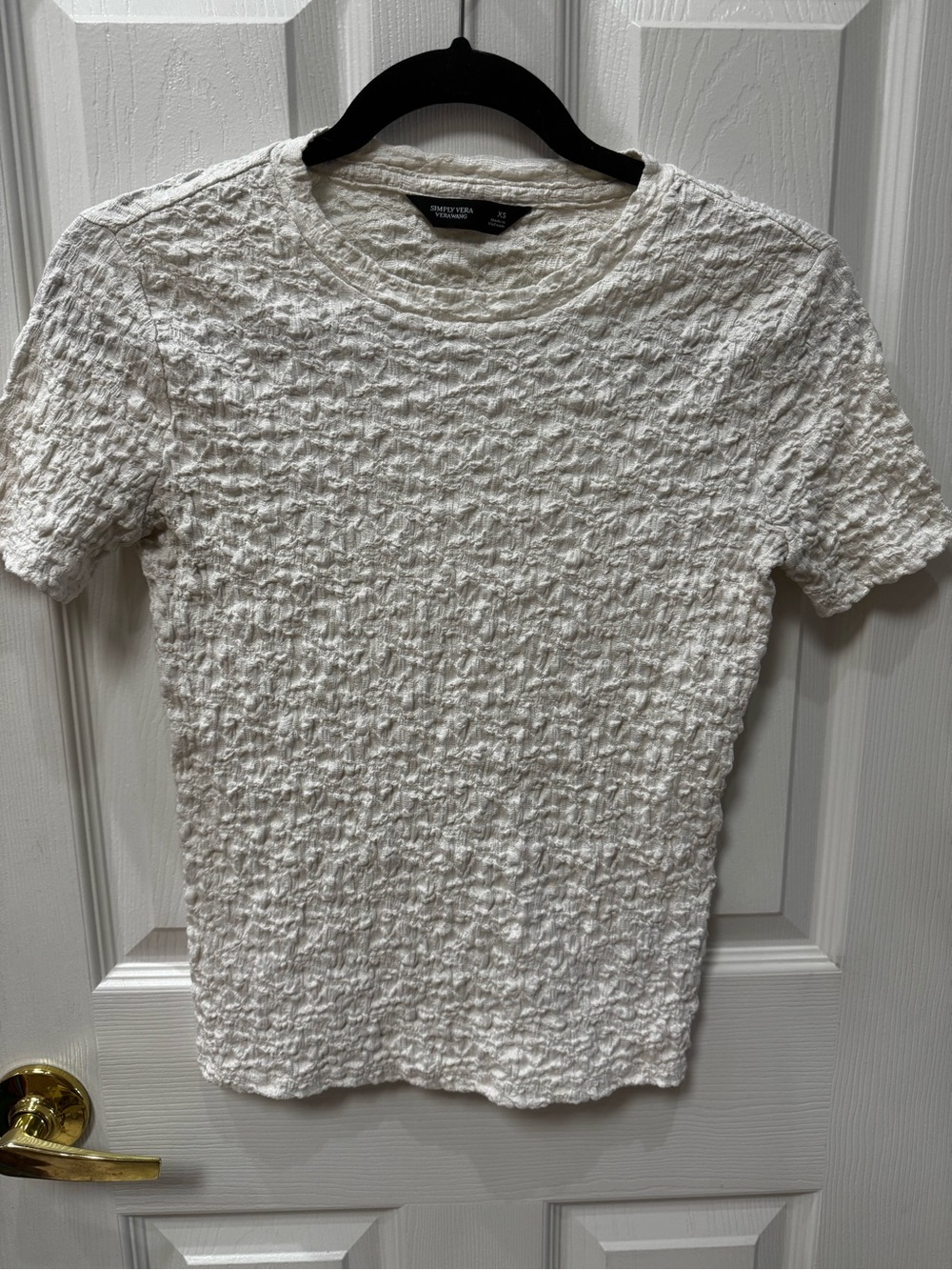Simply Vera Vera Wang Cream Textured Short Sleeve Crewneck Tee